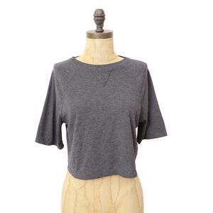 FABLETICS Loveday Short-Sleeve Raglan Tee XS Black Heather Cropped T-Shirt B17